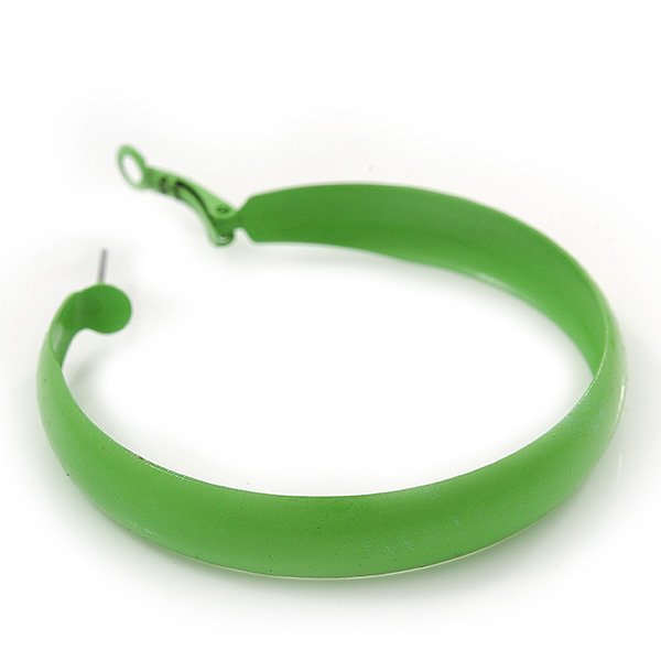 Large Salad Green Enamel Hoop Earrings - 55mm Diameter - Picture 6 of 6